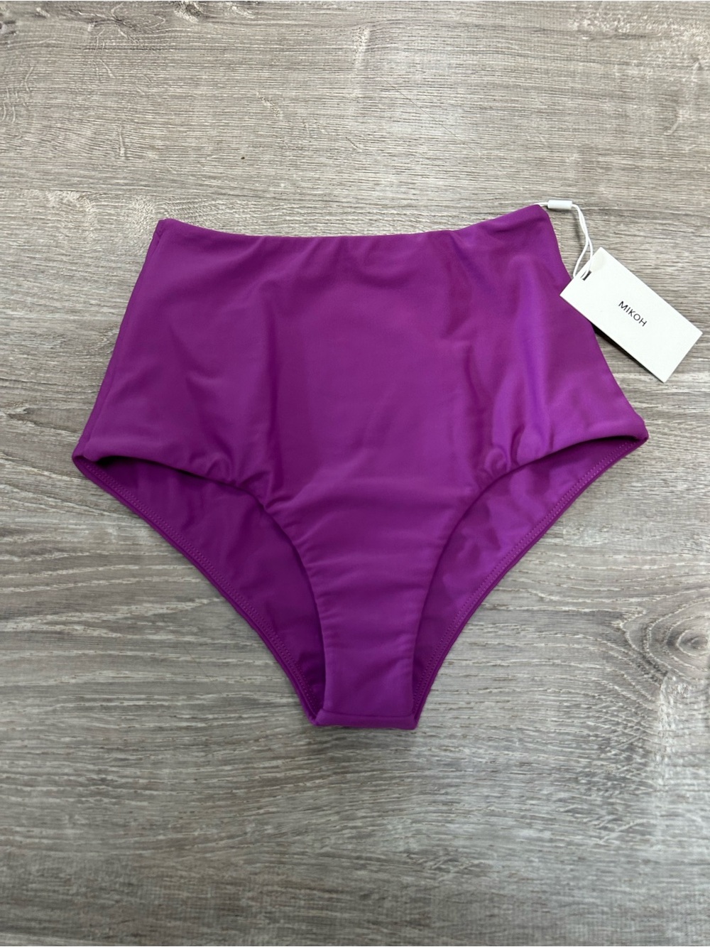 MIKOH swimwear High-Rise lami Swim bikini Bottoms in royal purple XS NWT & bag
